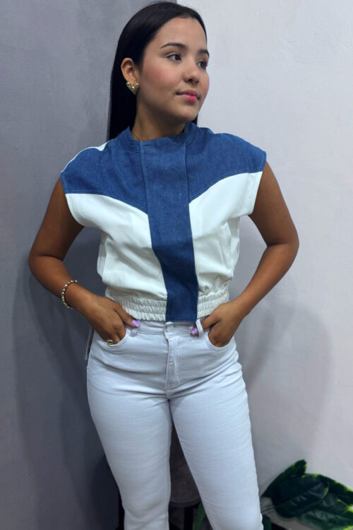 Suéter manga corta con Jean intervenido (copia)