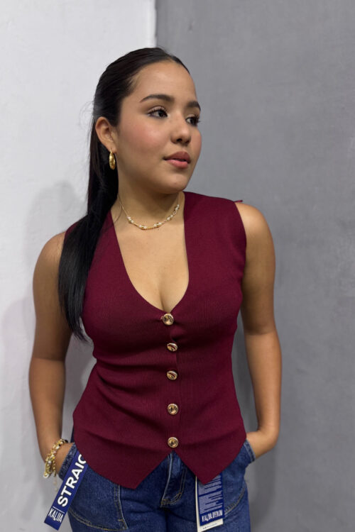 Chaleco tejido de punto Vino