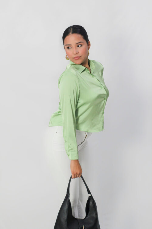 Blusa de seda Verde pistacho