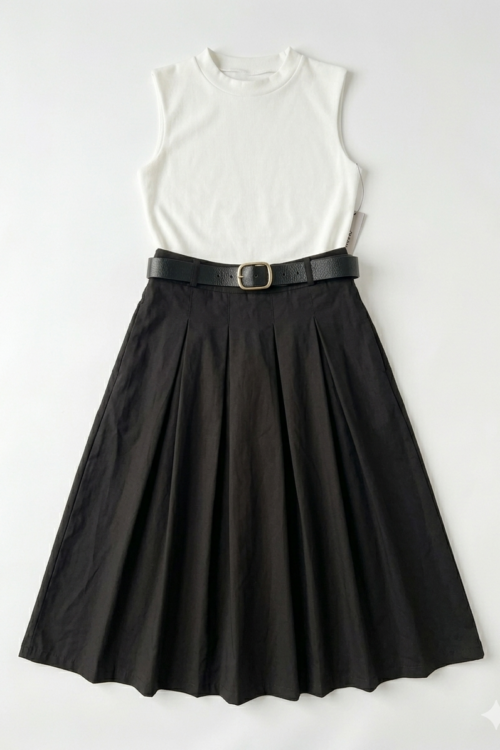 Vestido largo con cinturón